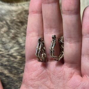 Sterling silver hoop double twisted rope earrings